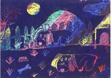 Daniella's Drawing Titled : Dogs in the Garden